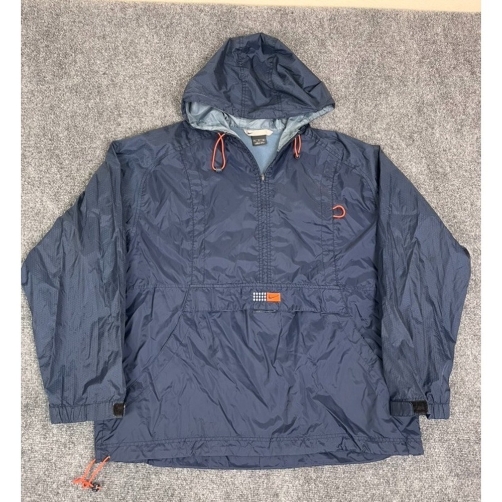 Nike Blue Orange Windbreaker ‎ Jacket Polyester Mens Size XL VTG